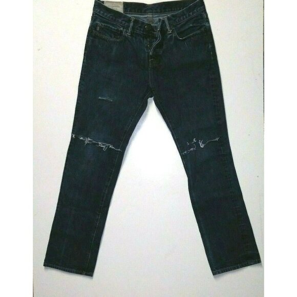 ABERCROMBIE & FITCH MENS Jeans Button Fly Distressed ripped 33x32 Y2k straight - Picture 9 of 11